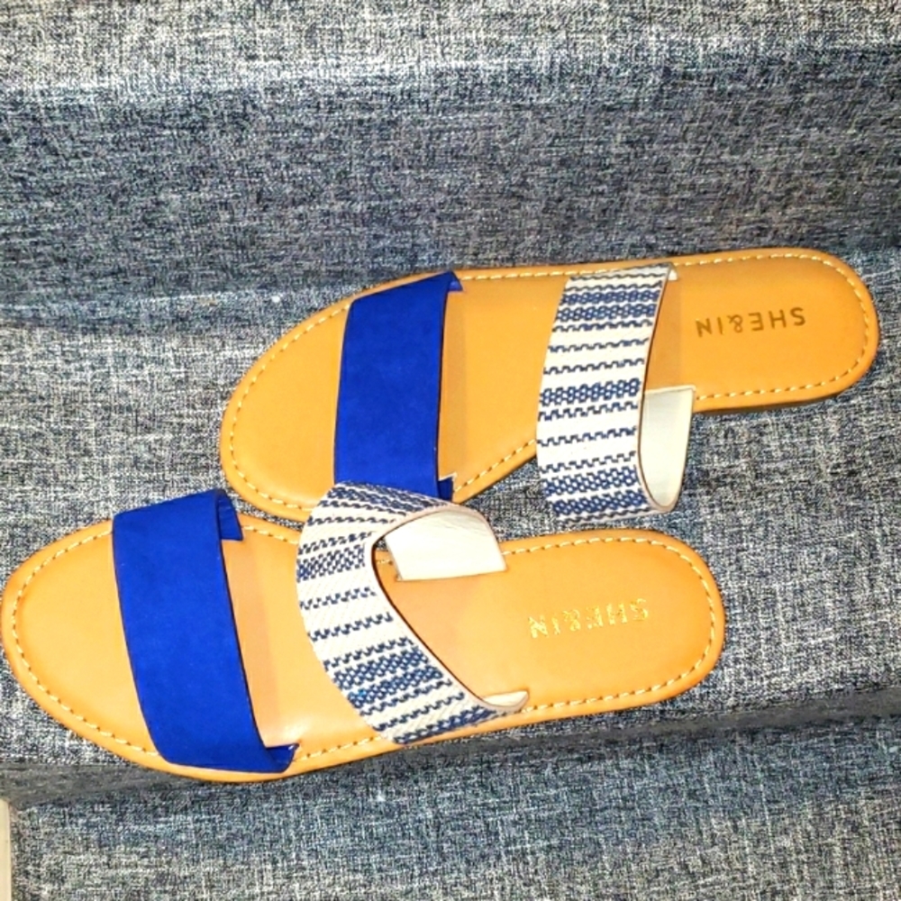 Shein sandals, blue, size 6.5. Like new